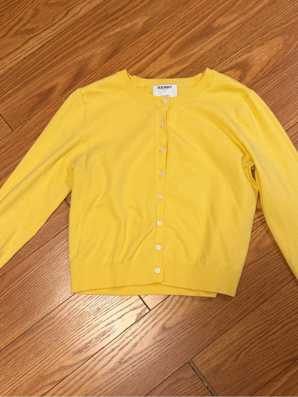 Old Navy Yellow Crewneck Button-Up Cardigan - Picture 2 of 3